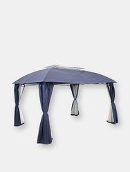 Navy 10x13 Foot Gazebo with Screens and Privacy Walls - Dark Blue