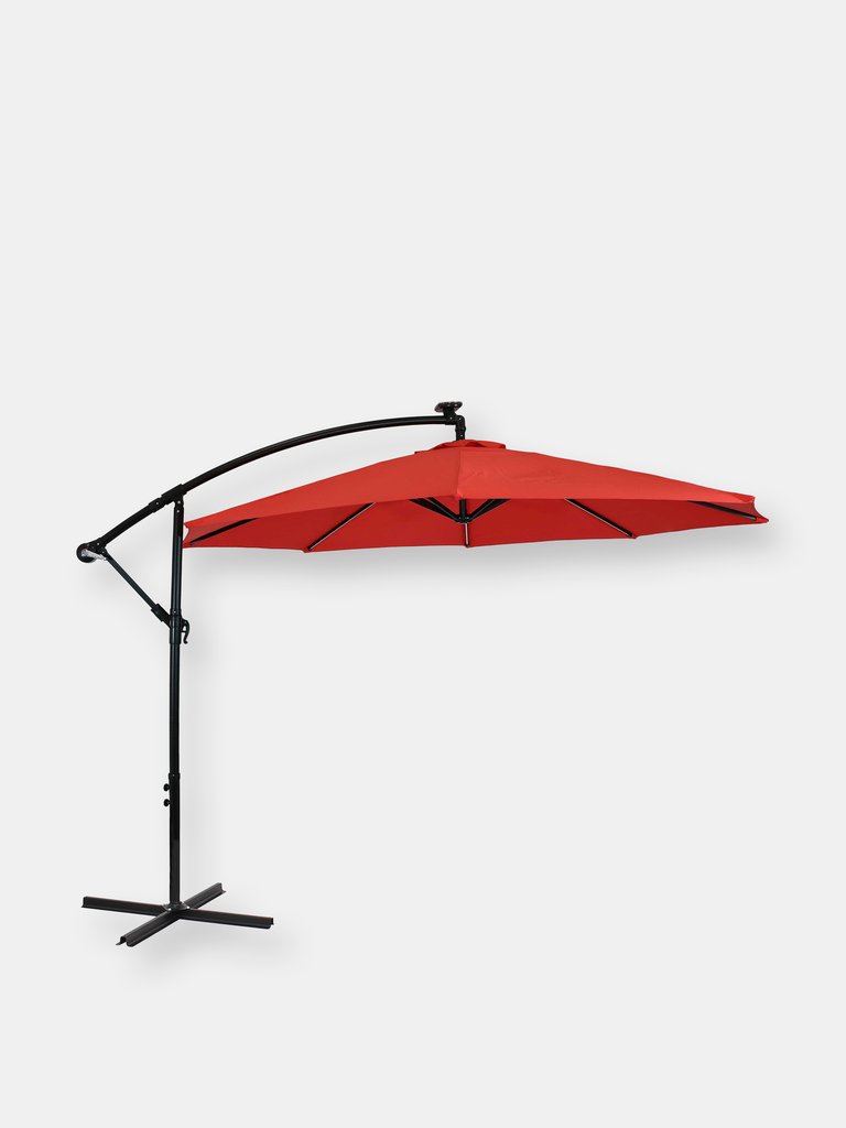Offset Patio Umbrella With Solar Led Lights - Red