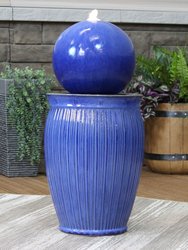 Orb on Pedestal Ceramic Outdoor Fountain with LED Light