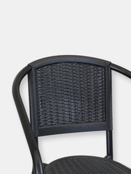 Outdoor Arm Chair - Set of 4 - Black Frame, Seat and Back