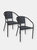Outdoor Arm Chair - Set of 4 - Black Frame, Seat and Back - Black