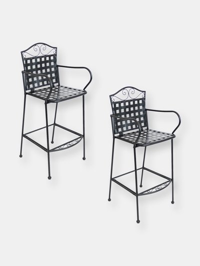 Sunnydaze Decor Outdoor Black Wrought Iron Scrolling Bar Chairs product