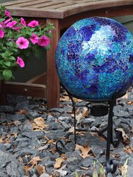Outdoor Garden Gazing Globe Blue Crackled Mosaic Glass Yard Lawn Decoration