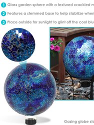 Outdoor Garden Gazing Globe Blue Crackled Mosaic Glass Yard Lawn Decoration