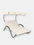 Outdoor Lounge Bed with Canopy Headrest Pillows Double Chaise Pool Patio - Beige