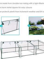 Outdoor Mini Slanted Cloche Greenhouse with Zippered Doors