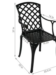 Outdoor Patio Chairs - Set of 2 - Cast Aluminum with Crossweave Design