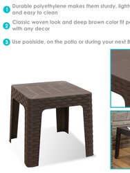 Outdoor Patio Side Table 18" Square Indoor Outdoor Furniture Brown Set of 2