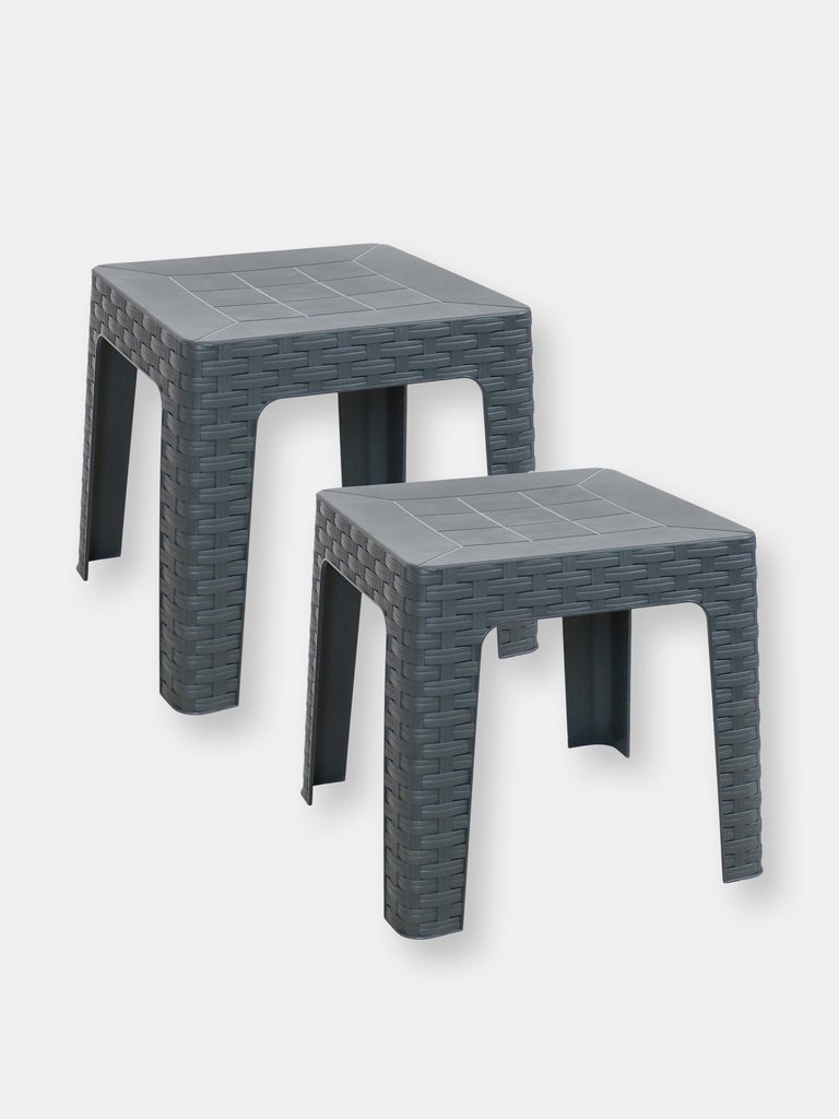Outdoor Patio Side Table 18" Square Indoor Outdoor Furniture Brown Set of 2 - Grey