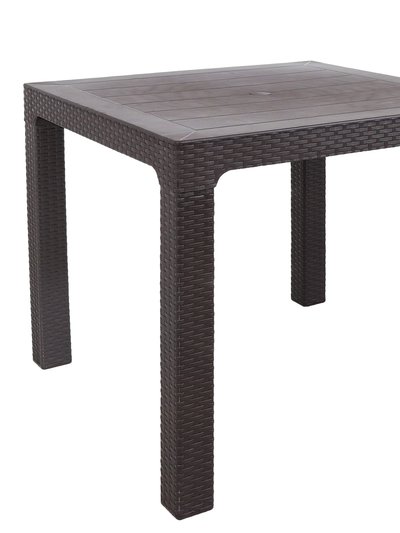 Sunnydaze Decor Outdoor Plastic Rattan Patio Dining Table - Brown - 31.5-Inch Square product