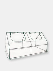 Outdoor Portable Mini Cloche Greenhouse with Zippered Doors - Clear