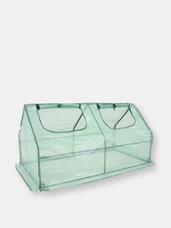 Outdoor Portable Mini Cloche Greenhouse with Zippered Doors - Green
