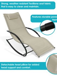Outdoor Rocking Wave Lounger with Pillow Lawn & Patio Beige