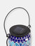 Outdoor Solar Lantern with LED Light and Cool Blue Glass Mosaic Design