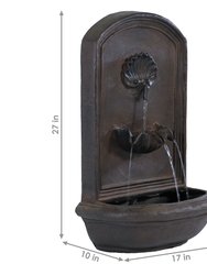 Outdoor Solar with Battery Wall Water Fountain 27" Garden Seaside Iron Finish