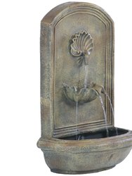 Outdoor Solar with Battery Wall Water Fountain 27" Garden Seaside Iron Finish