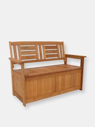 Outdoor Storage Bench with Teak Oil Finish - 51" - Brown