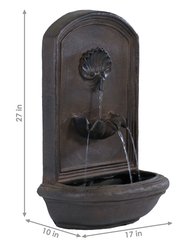 Outdoor Wall Water Fountain 27" Garden Yard Patio Decor Seaside Iron Finish