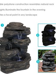 Outdoor Water Fountain 24" with LED Lights Garden Yard Rock Falls Waterfall