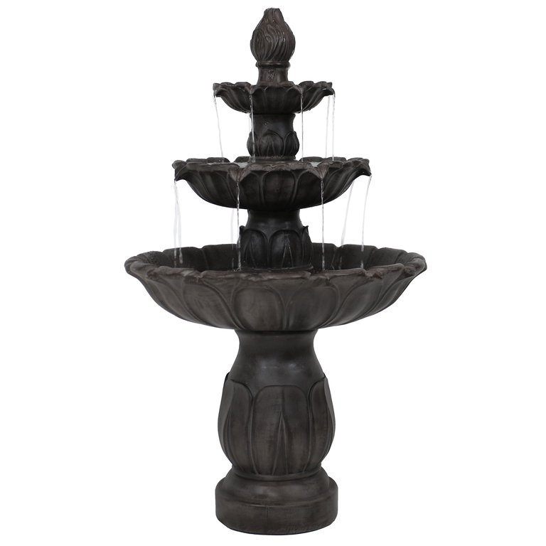 Outdoor Water Fountain 3 Tier 46" Patio Garden Yard Lawn Decor Classic Tulip - Dark Brown