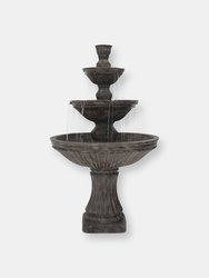 Outdoor Water Fountain 3 Tier 55" Designer Patio Garden Yard Decor Cascading - Dark Brown