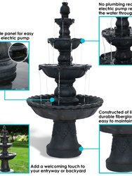 Outdoor Water Fountain 4 Tier 52" Black Pineapple Patio Garden Yard Décor