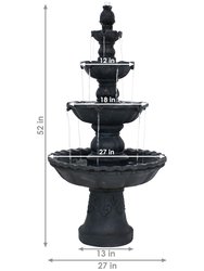 Outdoor Water Fountain 4 Tier 52" Black Pineapple Patio Garden Yard Décor