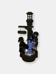 Outdoor Water Fountain 40" with Led Lights Patio Garden Children with Faucet
