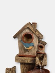 Outdoor Water Fountain with Bluebird House and Buckets