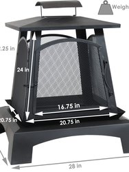 Pagoda Style Steel with Black Finish Outdoor Fireplace - 32"