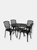 Patio Table and 4 Chairs Set - Cast Aluminum with Crossweave Design - Black