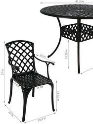 Patio Table and 4 Chairs Set - Cast Aluminum with Crossweave Design