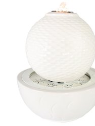 Patterned Sphere Indoor Tabletop Fountain - White