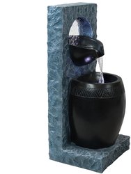Peaceful Rain Outdoor Water Fountain With Leds - Grey
