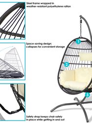 Penelope Hanging Egg Chair with Seat Cushions and Stand