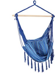 Polyester Hanging Hammock Chair With Cushion - Cornflower Stripes