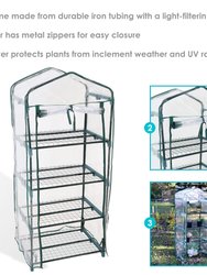 Portable 4-Tier Mini Greenhouse for Outdoors with Cover