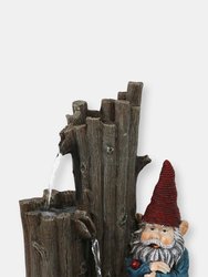 Resting Gnome Outdoor Water Fountain with Led Light - 17"