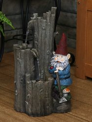 Resting Gnome Outdoor Water Fountain with Led Light - 17"