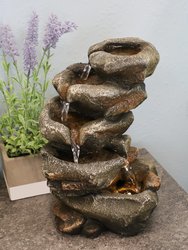 Rocky Falls Indoor Tabletop Water Fountain Feature with LED - 10" Tall