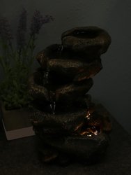 Rocky Falls Indoor Tabletop Water Fountain Feature with LED - 10" Tall