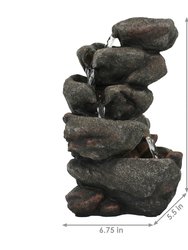 Rocky Falls Indoor Tabletop Water Fountain Feature with LED - 10" Tall