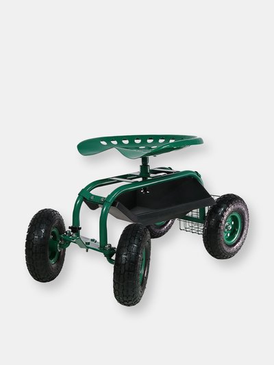 Sunnydaze Decor Rolling Garden Cart Tool Tray Basket Steering Handle 360 Swivel Work Seat product