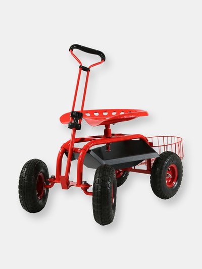 Sunnydaze Decor Rolling Garden Cart w/ Extendable Steering Handle Seat & Tray product