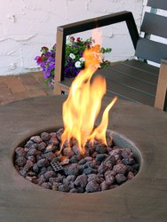 Rope and Barrel Propane Gas Fire Pit Table w/ Cover & Lava Rocks
