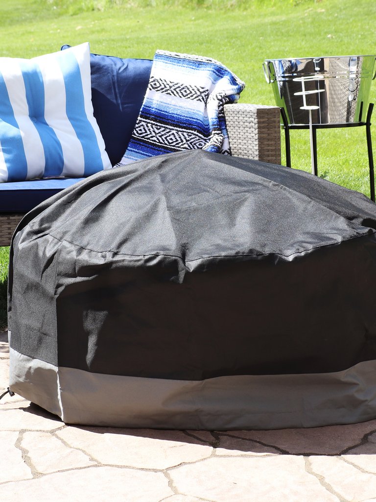 Round 2-Tone Outdoor Fire Pit Cover - 80-Inch