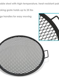 Round Cooking Grate X Marks Outdoor Steel Fire Pit Grill Accessory Campfire 30"