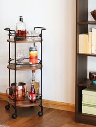 Round Metal 3-Tiered Bar Cart With Wheels - 34.5"