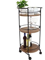 Round Metal 3-Tiered Bar Cart With Wheels - 34.5"