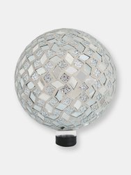 Round Mirrored Diamond Mosaic Outdoor Gazing Globe Ball - 10" - 2 PK - Silver